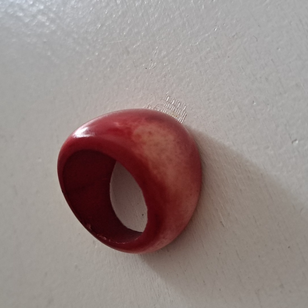 VTG MUTED orangey red bubble ring glass like retro MOD 70's disco pop color
